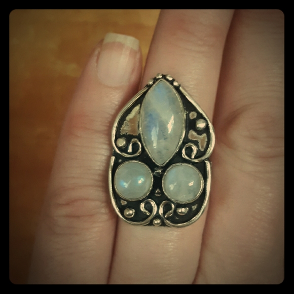 New Rainbow Moonstone 925 Silver Ring. - Picture 4 of 8